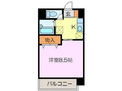 グラスポート(1K/1階)の間取り写真