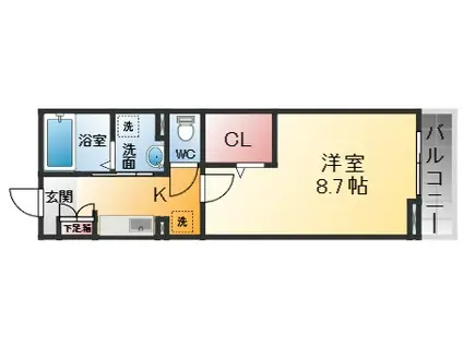 グランデイソラ(1K/1階)の間取り写真