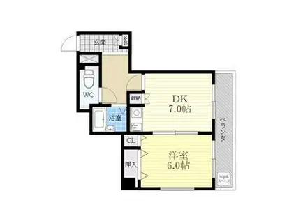 ラスメゾン那古野(1DK/4階)の間取り写真