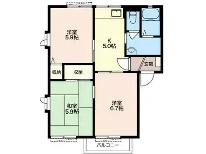 フミール美鈴II(3K/2階)の間取り写真