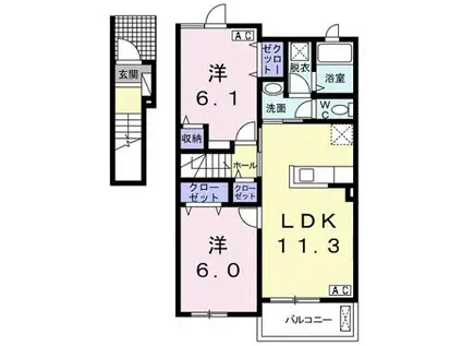 サンハイツ小城(2LDK/2階)の間取り写真