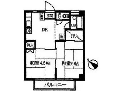 シャトー向原(2DK/2階)の間取り写真