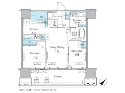 HARUMI FLAG PORT VILLAGE B棟(2LDK/16階)の間取り写真