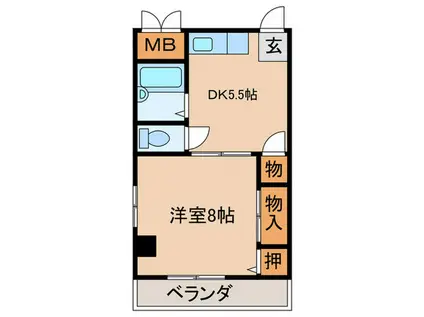 アーチ名神(1DK/2階)の間取り写真