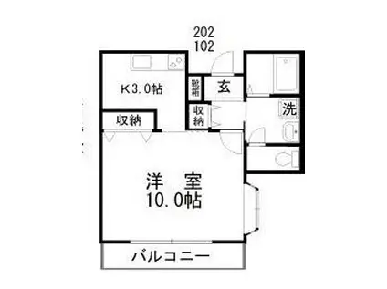 ジンジャエール I(1K/2階)の間取り写真