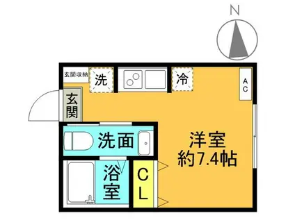 VENUS RESIDENCE三ッ沢上町(ワンルーム/1階)の間取り写真