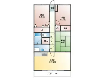 ベルス出水(3LDK/6階)の間取り写真