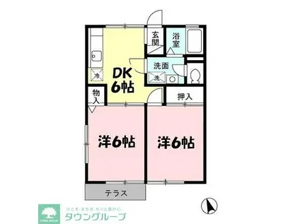 エスポワール II棟(2DK/1階)の間取り写真