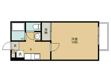 グランドールII(1K/1階)の間取り写真