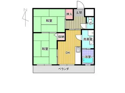 マンション梨花(2DK/2階)の間取り写真