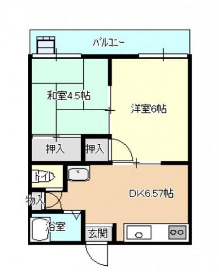 レジデンス京塚(2DK/1階)の間取り写真