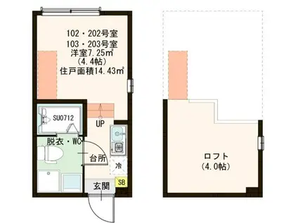 LA CIEL II(ワンルーム/1階)の間取り写真