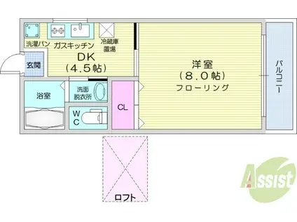 コーポ若木(1K/1階)の間取り写真