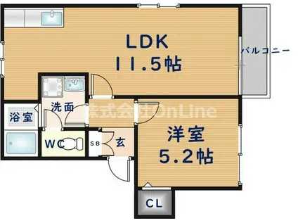 第2テラダハイツ(1LDK/2階)の間取り写真