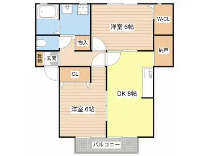 ドミール ピア(2DK/2階)の間取り写真