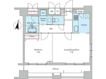 レジディア文京音羽Ⅱ(1LDK/4階)の間取り写真