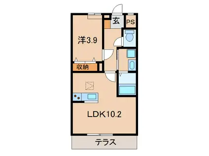 グラン フェリシア(1LDK/1階)の間取り写真