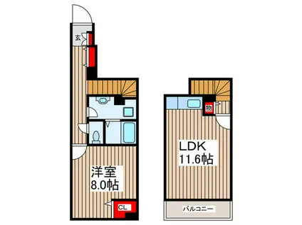 リヴェール(1LDK/1階)の間取り写真