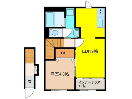 大口町 (1LDK/2階)の間取り写真