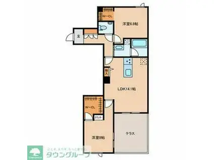 GRANDY VILLA OHTAKANOMORI II(2LDK/1階)の間取り写真