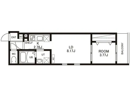 CHERIM竹下イースト(1LDK/2階)の間取り写真