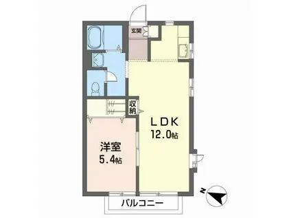 サザン ウィルII(1LDK/2階)の間取り写真