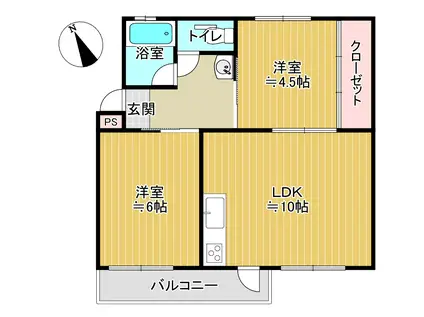 和泉府中ファミリーマンション2(2LDK/2階)の間取り写真