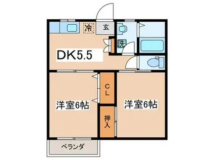 グランドールM(2DK/2階)の間取り写真