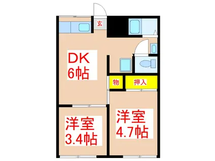 加治木町錦江町アパート(2DK/1階)の間取り写真