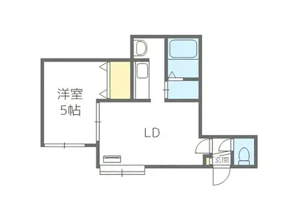 ケーズガーデン平岸(1LDK/1階)の間取り写真