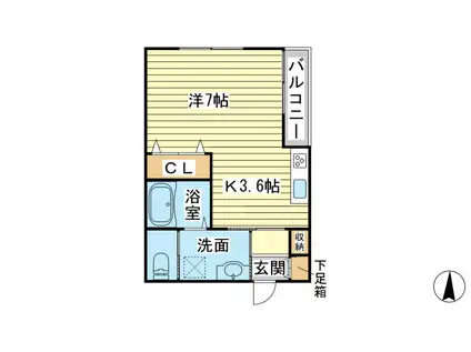 スプランドゥール(1K/1階)の間取り写真
