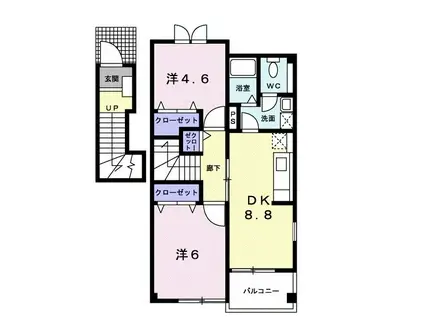 カーサ・プラシードI(2DK/2階)の間取り写真