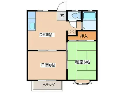 山栄グランドハイツ(2DK/1階)の間取り写真