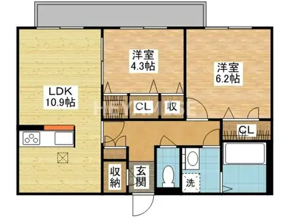 サモナーラ北門(2LDK/3階)の間取り写真