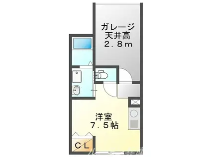 メゾンウルーズ久留麻 1ST(ワンルーム/1階)の間取り写真