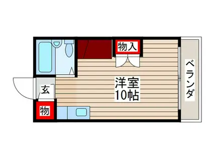 コーポベルB棟(ワンルーム/2階)の間取り写真