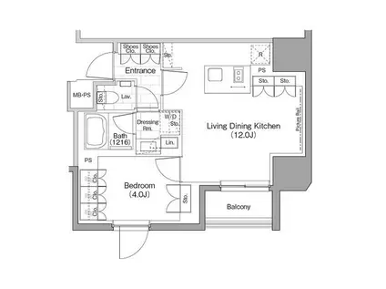 ザ・パークハビオ横浜関内(1LDK/3階)の間取り写真