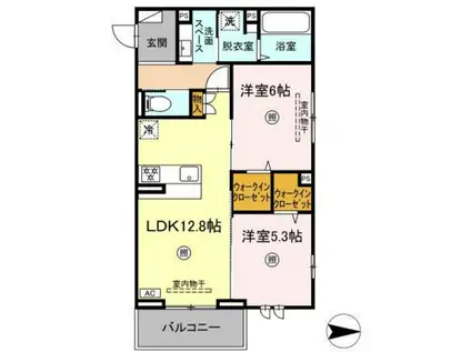 メゾン中筋(2LDK/2階)の間取り写真