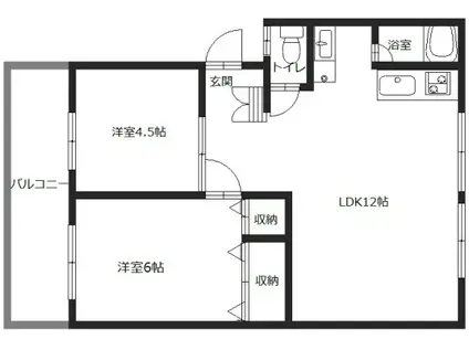 ラトゥール広畑(2LDK/2階)の間取り写真