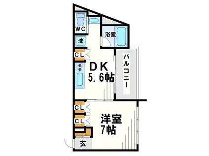 ラフィーノ多摩川(1DK/6階)の間取り写真