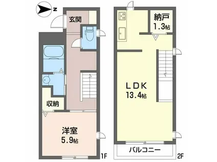 シャーメゾンハピネス(1SLDK/2階)の間取り写真
