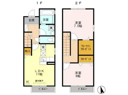 ジュネス(2LDK/1階)の間取り写真