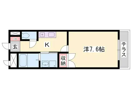 メゾンエルシオン(1K/2階)の間取り写真