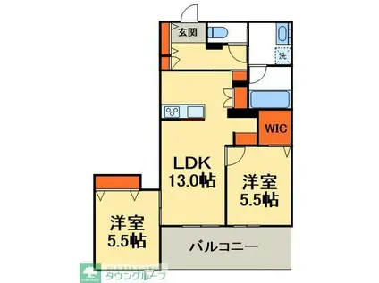 プレミアメゾン(2LDK/2階)の間取り写真