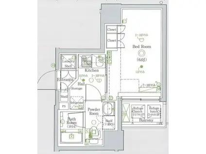 グラントゥルース巣鴨(1K/7階)の間取り写真