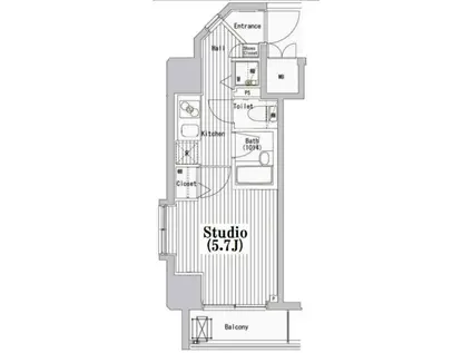 ガーラ・シティ深川森下(1K/5階)の間取り写真