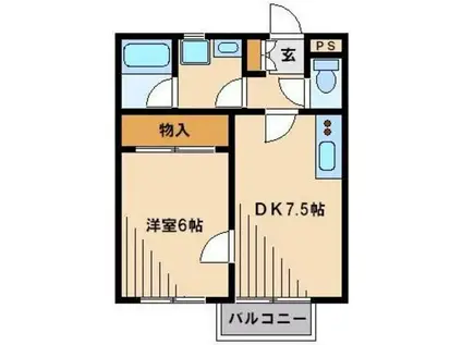 プロパティ所沢(1DK/1階)の間取り写真