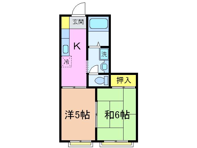 ルシエール平野C棟(2K/2階)の間取り写真