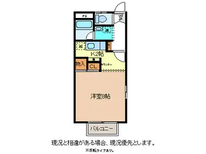 パークハイム上野(ワンルーム/1階)の間取り写真