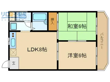 KIマンション(2LDK/3階)の間取り写真